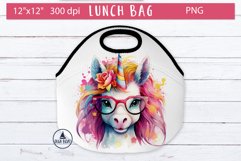 Floral unicorn watercolor drawing Lunch Bag sublimation