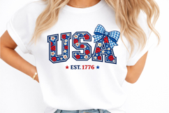 Floral USA est 1776 png, patriotic coquette bow shirt Product Image 2