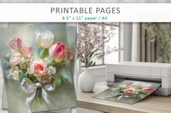 floral heart valentine pages, romantic wall art Product Image 5