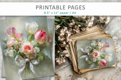 floral heart valentine pages, romantic wall art Product Image 7