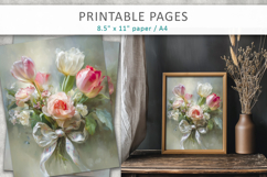 floral heart valentine pages, romantic wall art Product Image 1