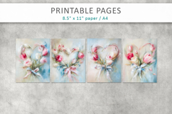 flower heart printable pages, love themed digital paper Product Image 2