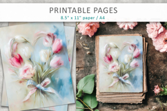 flower heart printable pages, love themed digital paper Product Image 3