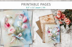 flower heart printable pages, love themed digital paper Product Image 7