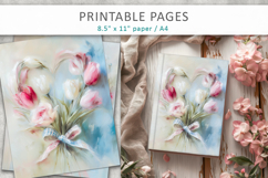 flower heart printable pages, love themed digital paper Product Image 8