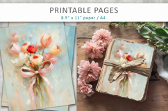 flower heart printable pages, scrapbook paper Product Image 3