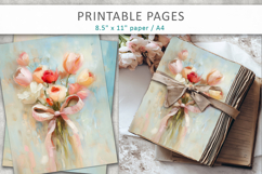 flower heart printable pages, scrapbook paper Product Image 5