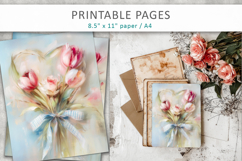 floral heart printable greeting cards, junk journal Product Image 1