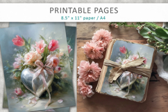 floral heart valentine decor, junk journal Product Image 3