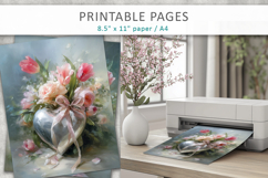 floral heart valentine decor, junk journal Product Image 4