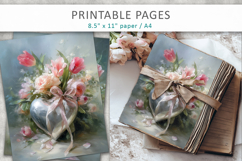 floral heart valentine decor, junk journal Product Image 5