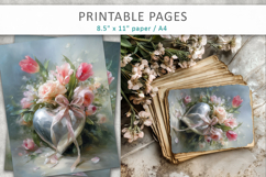 floral heart valentine decor, junk journal Product Image 6