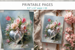 floral heart valentine decor, junk journal Product Image 8