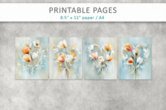 floral heart valentine pages, junk journal Product Image 2