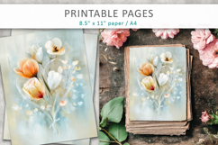 floral heart valentine pages, junk journal Product Image 3