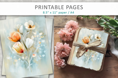 floral heart valentine pages, junk journal Product Image 1