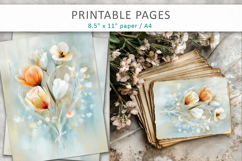 floral heart valentine pages, junk journal Product Image 6