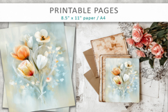 floral heart valentine pages, junk journal Product Image 7