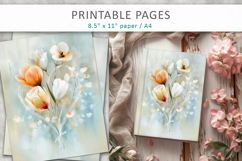 floral heart valentine pages, junk journal Product Image 8