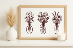 floral line art, flower vase svg, botanical svg, minimalist flowers, vase illustration, cut file, modern botanical, 