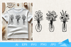 floral line art, flower vase svg, botanical svg, minimalist flowers, vase illustration, cut file,