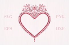 Floral Summer vintage heart SVG Product Image 4