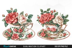 Floral Vintage Tea Cup Artwork Clipart Product Image 1