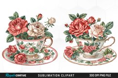 Floral Vintage Tea Cup Artwork Clipart Product Image 1