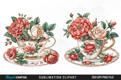 Floral Vintage Tea Cup Design Clipart Product Image 1