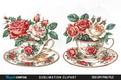 Floral Vintage Tea Cup Design Clipart Product Image 1