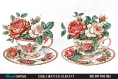 Floral Vintage Tea Cup Design Clipart Product Image 1