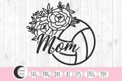floral volleyball mom svg