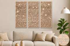 Floral Wall Art SVG Laser Cut Flower Design Product Image 1