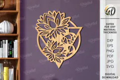 Floral Wall Art Laser Cut. Wooden Flower Wall Decor SVG Product Image 1