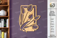 Floral Wall Art Laser Cut. Wooden Flower Wall Decor SVG Product Image 1