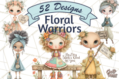 Cancer Survivor Clipart PNG, Bald Woman &amp; Floral Portraits Product Image 1