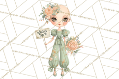 Cancer Survivor Clipart PNG, Bald Woman &amp; Floral Portraits Product Image 2