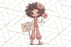 Cancer Survivor Clipart PNG, Bald Woman &amp; Floral Portraits Product Image 4