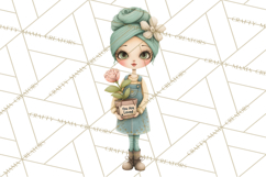 Cancer Survivor Clipart PNG, Bald Woman &amp; Floral Portraits Product Image 5