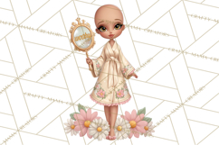 Cancer Survivor Clipart PNG, Bald Woman &amp; Floral Portraits Product Image 2