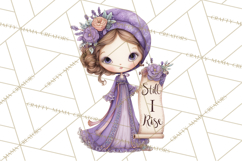 Cancer Survivor Clipart PNG, Bald Woman &amp; Floral Portraits Product Image 3