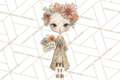 Cancer Survivor Clipart PNG, Bald Woman &amp; Floral Portraits Product Image 4