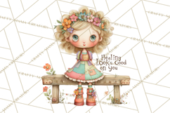 Cancer Survivor Clipart PNG, Bald Woman &amp; Floral Portraits Product Image 4