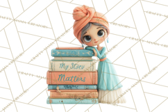 Cancer Survivor Clipart PNG, Bald Woman &amp; Floral Portraits Product Image 3