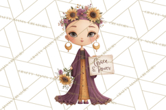 Cancer Survivor Clipart PNG, Bald Woman &amp; Floral Portraits Product Image 4