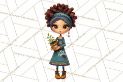 Cancer Survivor Clipart PNG, Bald Woman &amp; Floral Portraits Product Image 4