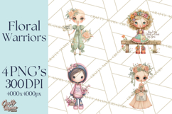 Cancer Survivor Clipart PNG, Bald Woman &amp; Floral Portraits Product Image 1