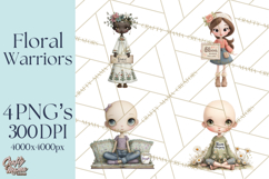Cancer Survivor Clipart PNG, Bald Woman &amp; Floral Portraits Product Image 1