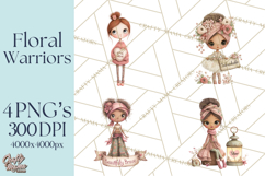 Cancer Survivor Clipart PNG, Bald Woman &amp; Floral Portraits Product Image 1
