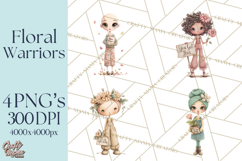 Cancer Survivor Clipart PNG, Bald Woman &amp; Floral Portraits Product Image 1